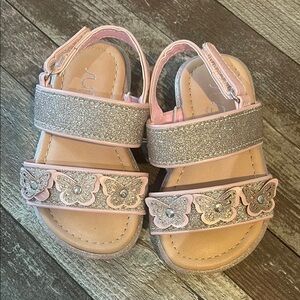 Sugar Pink and Silver Glitter Kids Sandals